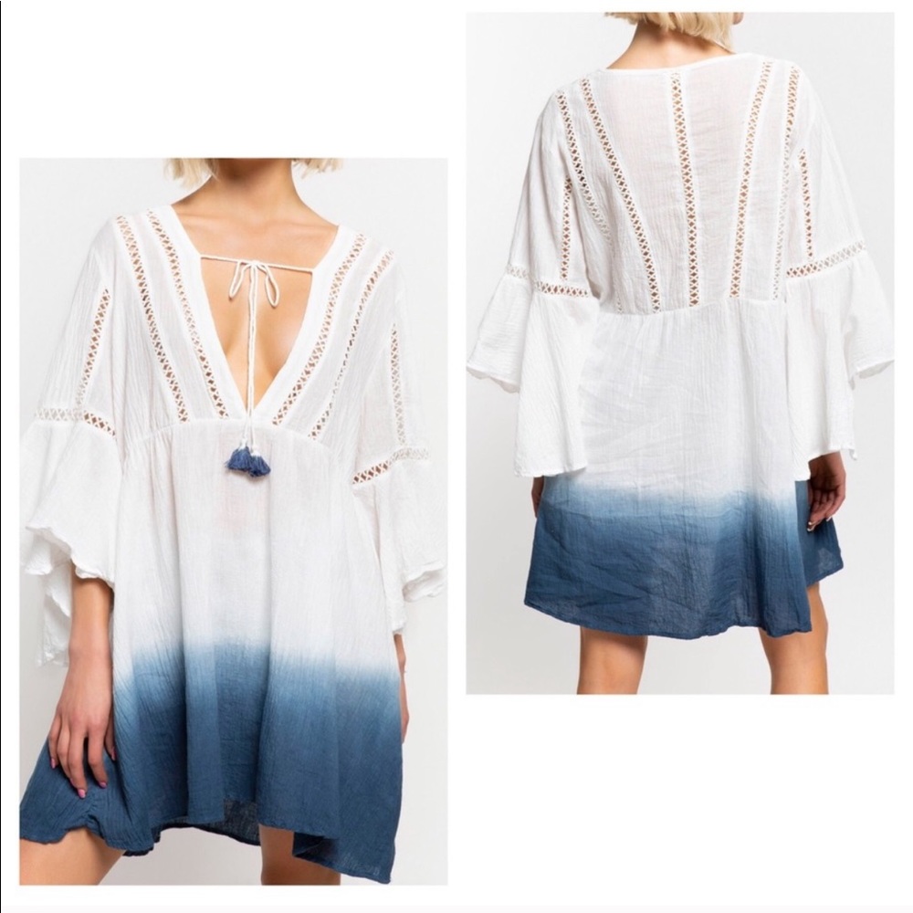 5⭐️Rated LAST 2!🌺Ombré Dip Dye Boho Peasant Dress - Picture 4 of 7